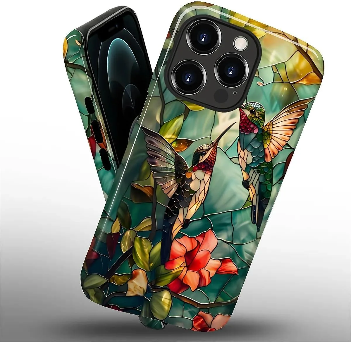 DAIZAG Case for iPhone 12 Pro Max,Mixed 2 Layer Design Shockproof Soft TPU Ddouble Protection Phone Case for iPhone 12 Pro Max-Gorgeous Hummingbird