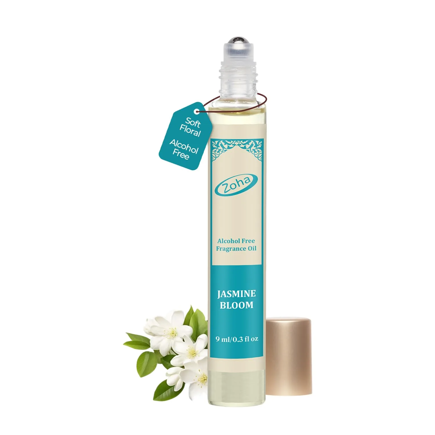 Zoha Jasmine Bloom Perfume Oil Roll On for Women & Men, Alcohol-Free 6ml
