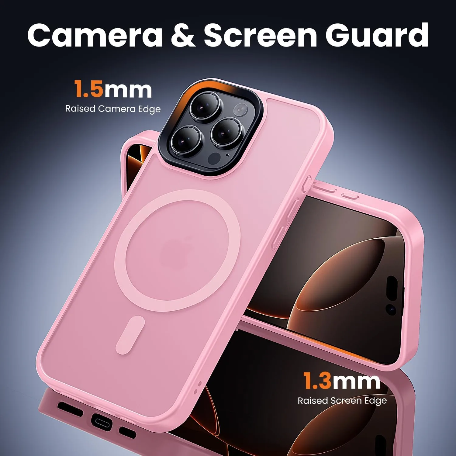toushion 3 in 1 for iPhone 16 Pro Max Case Matte Pink