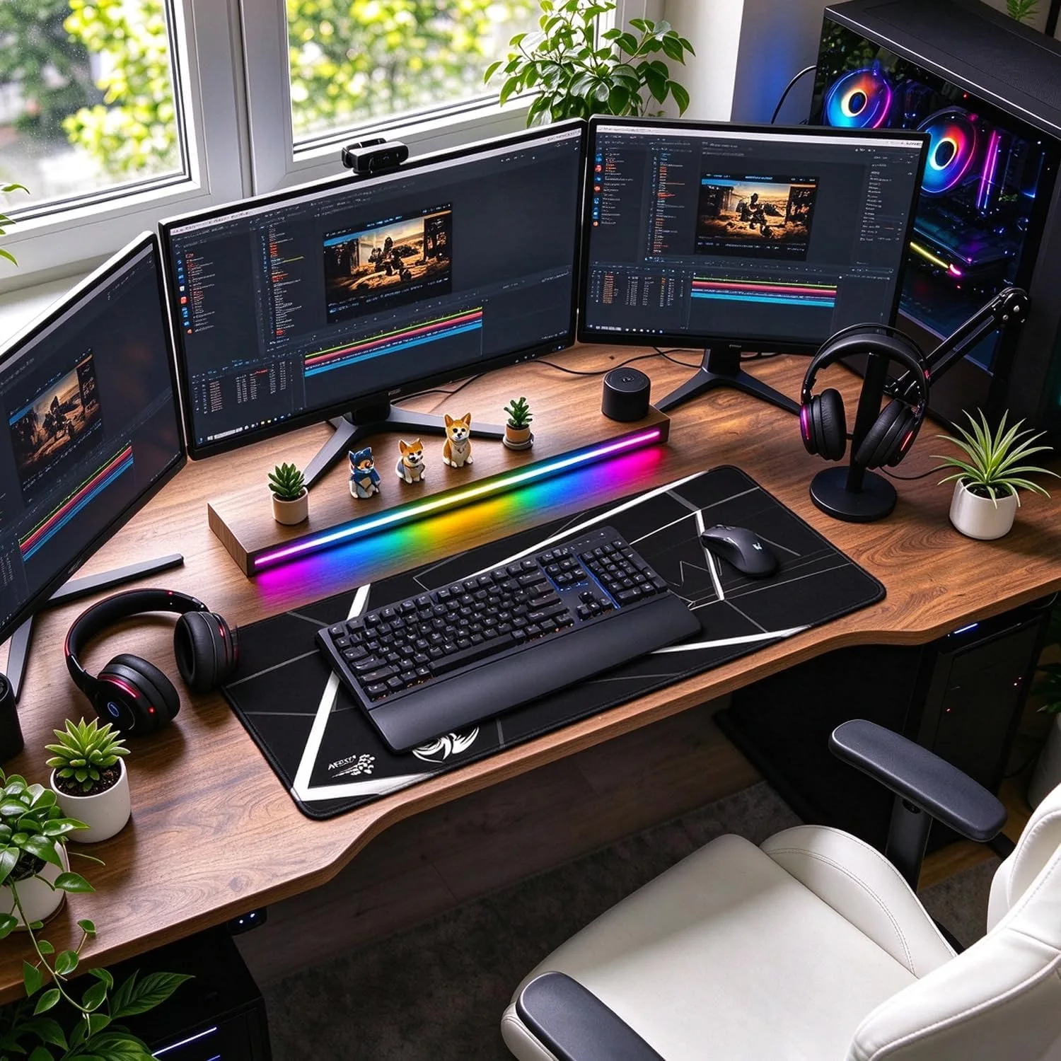Mouse Pad Large, Waterproof Extra Large Gaming Mousepad with Stitched Edges, 31.5" x 15.7" Non-Slip Rubber Base Office Big Long Keyboard Pad for Office Gamer Home XXL, (Black Square)