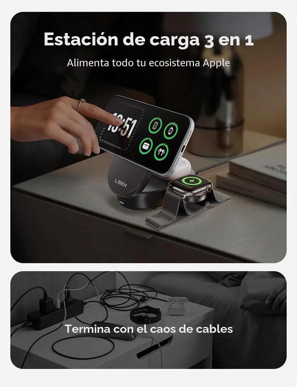 LISEN Qi2.2 25W 3 in 1 Charging Station Apple for iPhone 17/18 Duo, Pro/Max