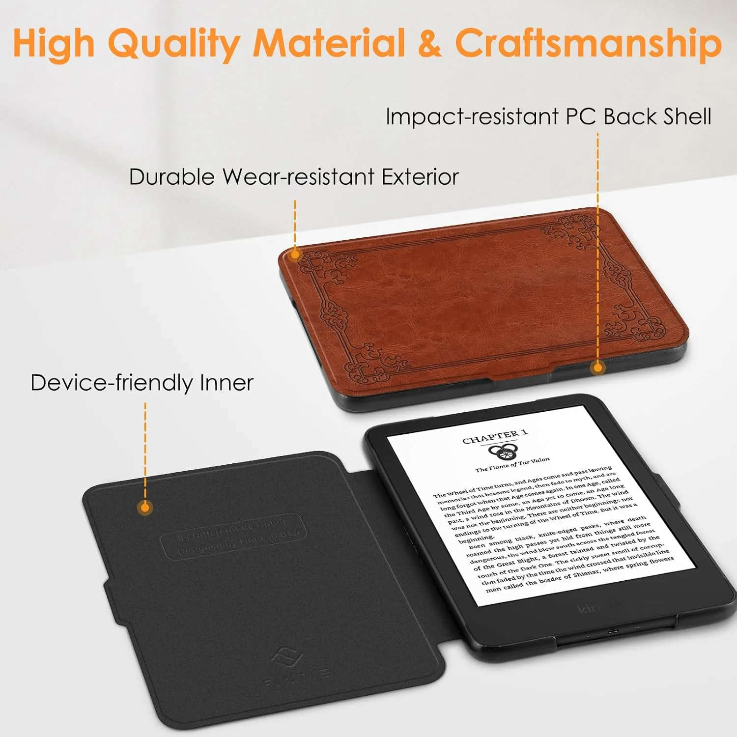Fintie Slimshell Case for 6" Kindle 2024/2022 11th Generation, Brown