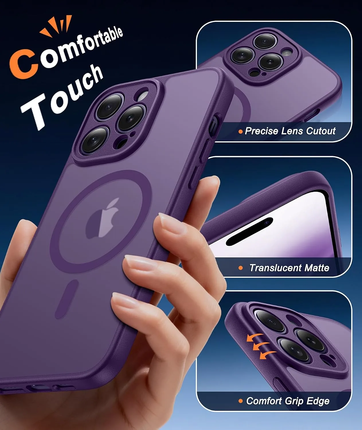 FNTCASE for iPhone 14-Pro Case Fit for MagSafe Purple