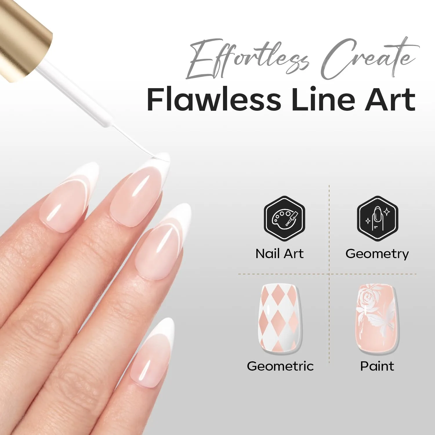 modelones White French Tip Liner Gel Polish 15ml with Precision Brush