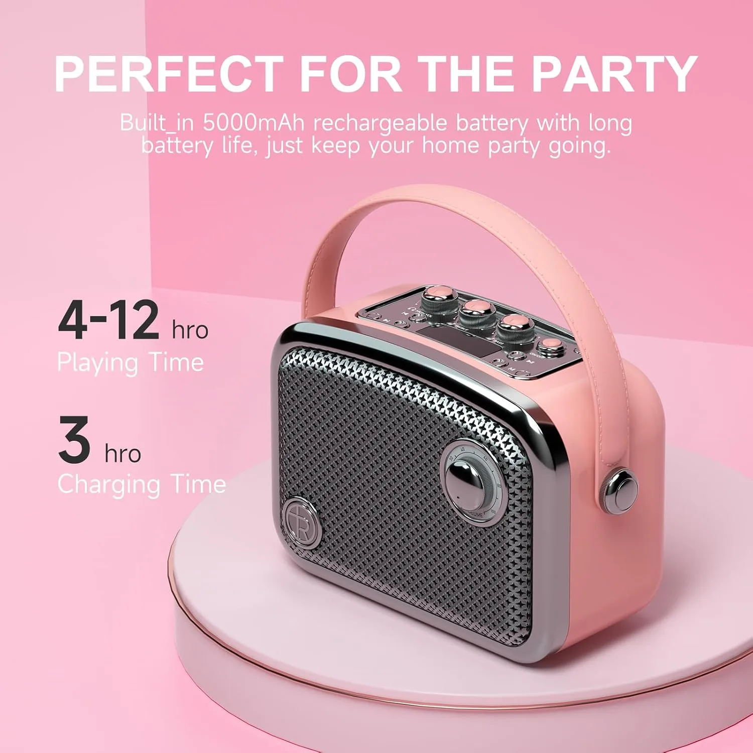 Retro Bluetooth Speaker, 40W, Vintage Decor, Small Gift for Women Man, Pink