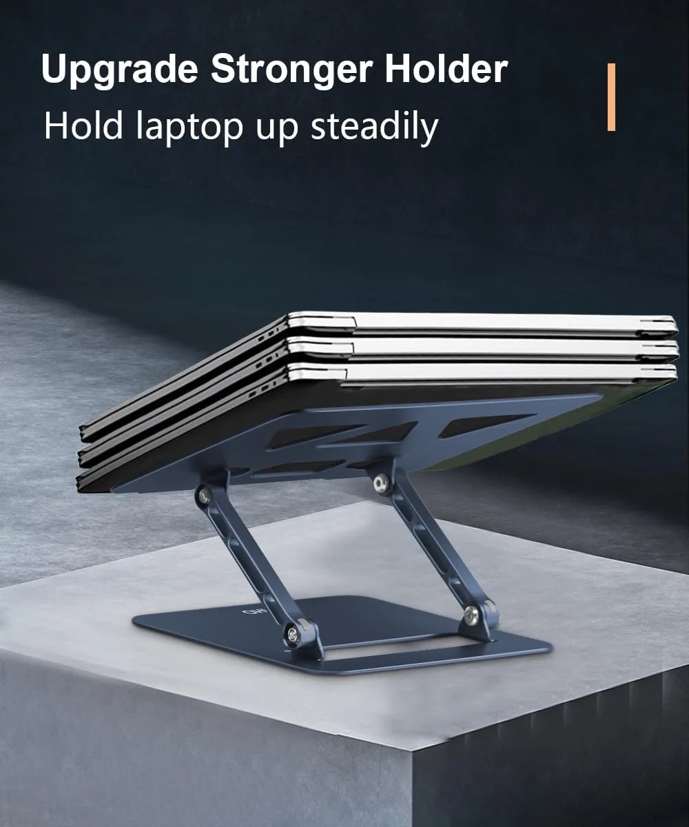 Aoviho Adjustable Laptop Stand for Desk,Portable Laptop Stand Holder and Riser,Foldable Aluminum Notebook Computer Stands for MacBook Air Pro HP Lenovo Dell Samsung Chromebook, 10-15.6 inch,Navy Blue
