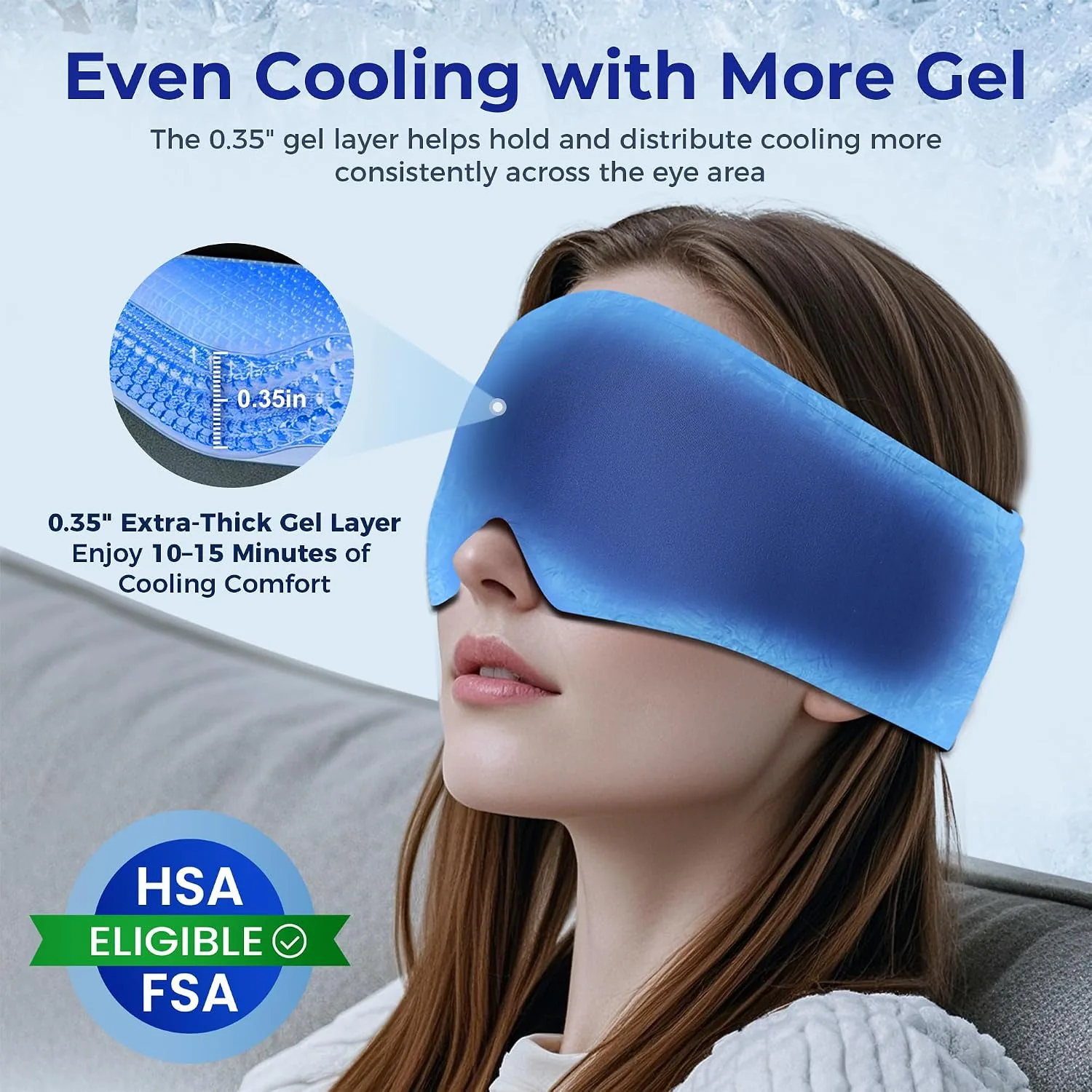 Cooling Gel Eye Mask for Puffy Eyes, Reusable Cold Compress, Soft Gel Fit