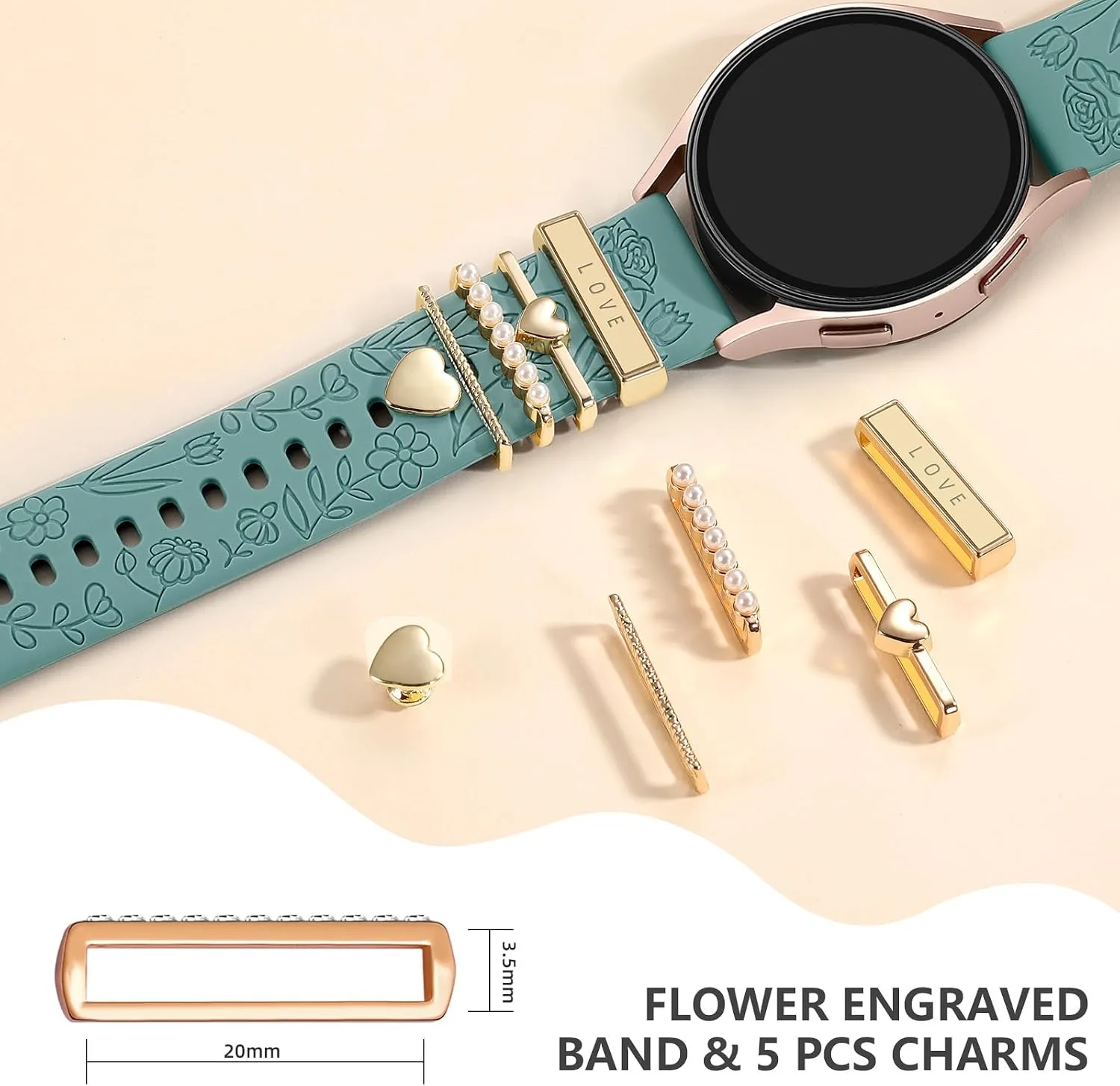 DaQin Flower Engraved Band Compatible with Samsung Galaxy Watch 7 Bands