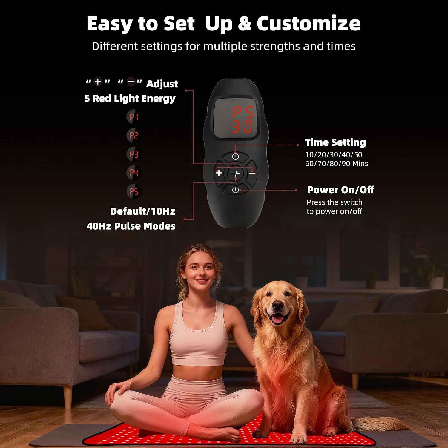 Red Light Therapy Mat 27"x20" 600 LEDs 660nm & 850nm Near Infrared Light Pad for Home Use, Pain Relief for Whole Body, Back, Belly, Knee & Joints, Muscle