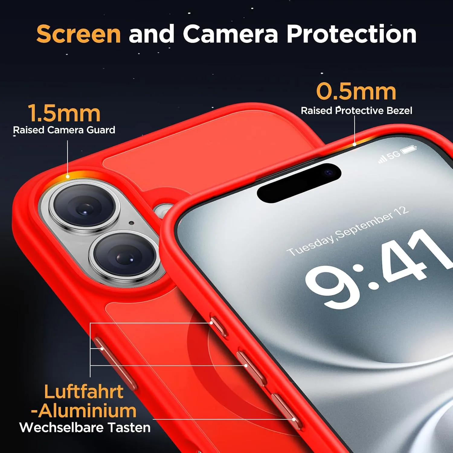 Miracase Magnetic Series for iPhone 16 Case [Compatible with MagSafe] Military-Grade Protection, Anti-Fingerprint, Slim Phone Case for iPhone 16 6.1 inch - Red