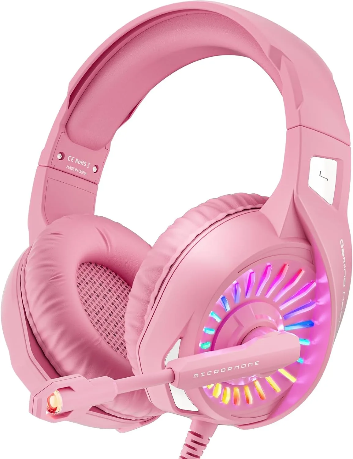 ZIUMIER Wired Pink Gaming Headset for PC, PS5, PS4, Xbox Series X|S