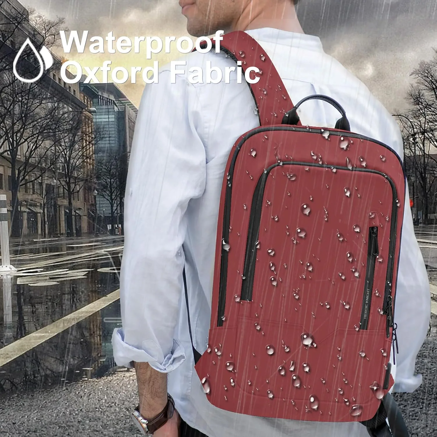 hk Backpack for Men, Business Slim Computer Bag for 17.3 Inch Laptop