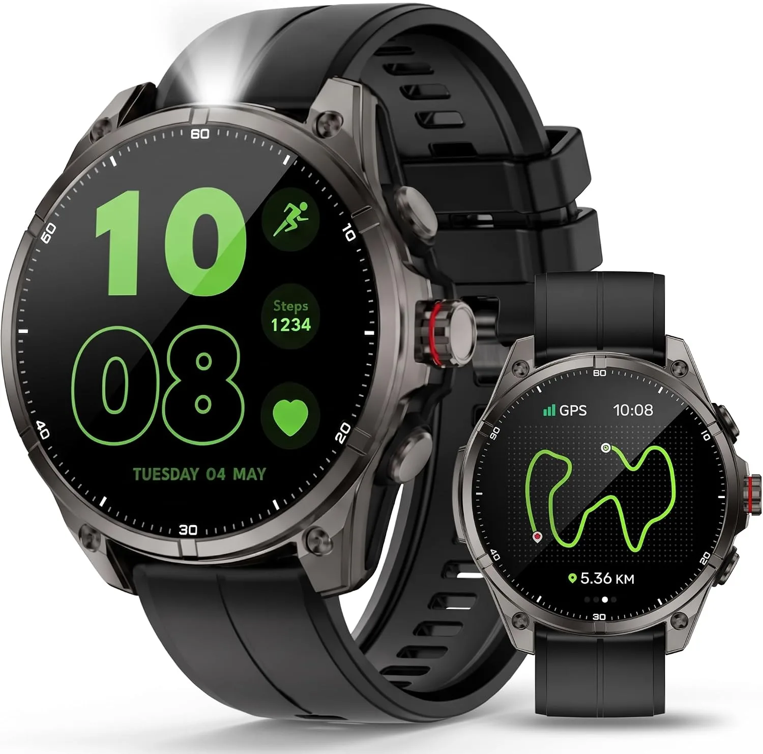 SOUYIE GPS Smart Watch for Men, 1.43" AMOLED Display Rugged Fitness Tracker