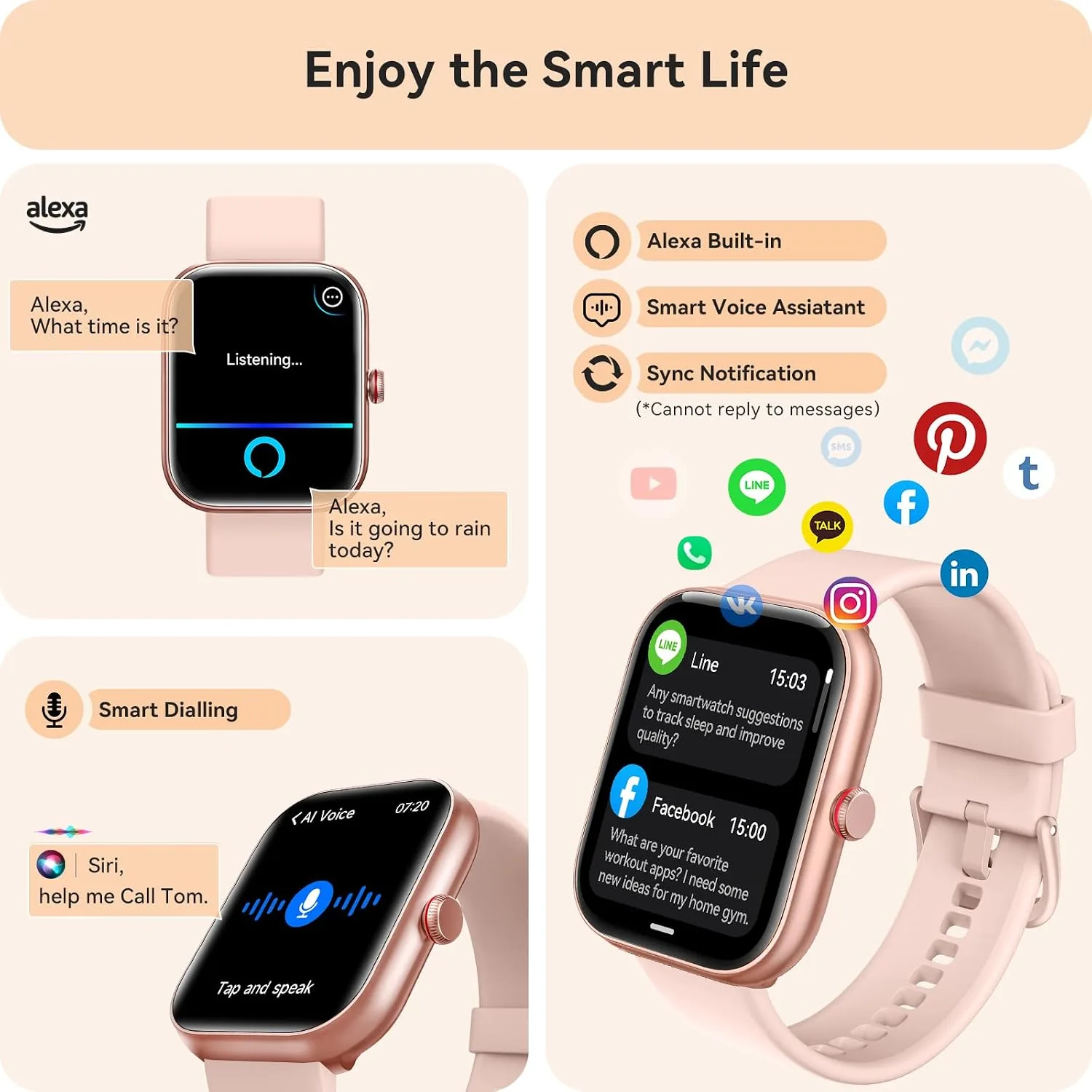 Smart Watch for Women Men, Smartwatch for iPhone & Android Bluetooth (Answer/Call) Built-in Alexa, 1.91" HD Fitness Tracker with 105+ Sport Modes, IP68 Waterproof, Sleep/Heart Rate/SpO2/Stress Monitor