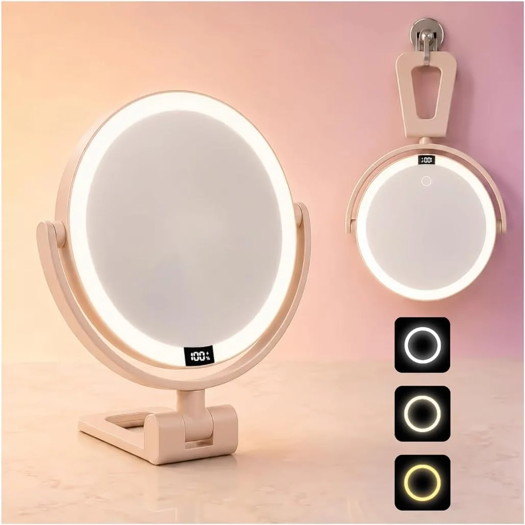 1X/30X Makeup Mirror with Lights, Magnifying Mirror (Pink)