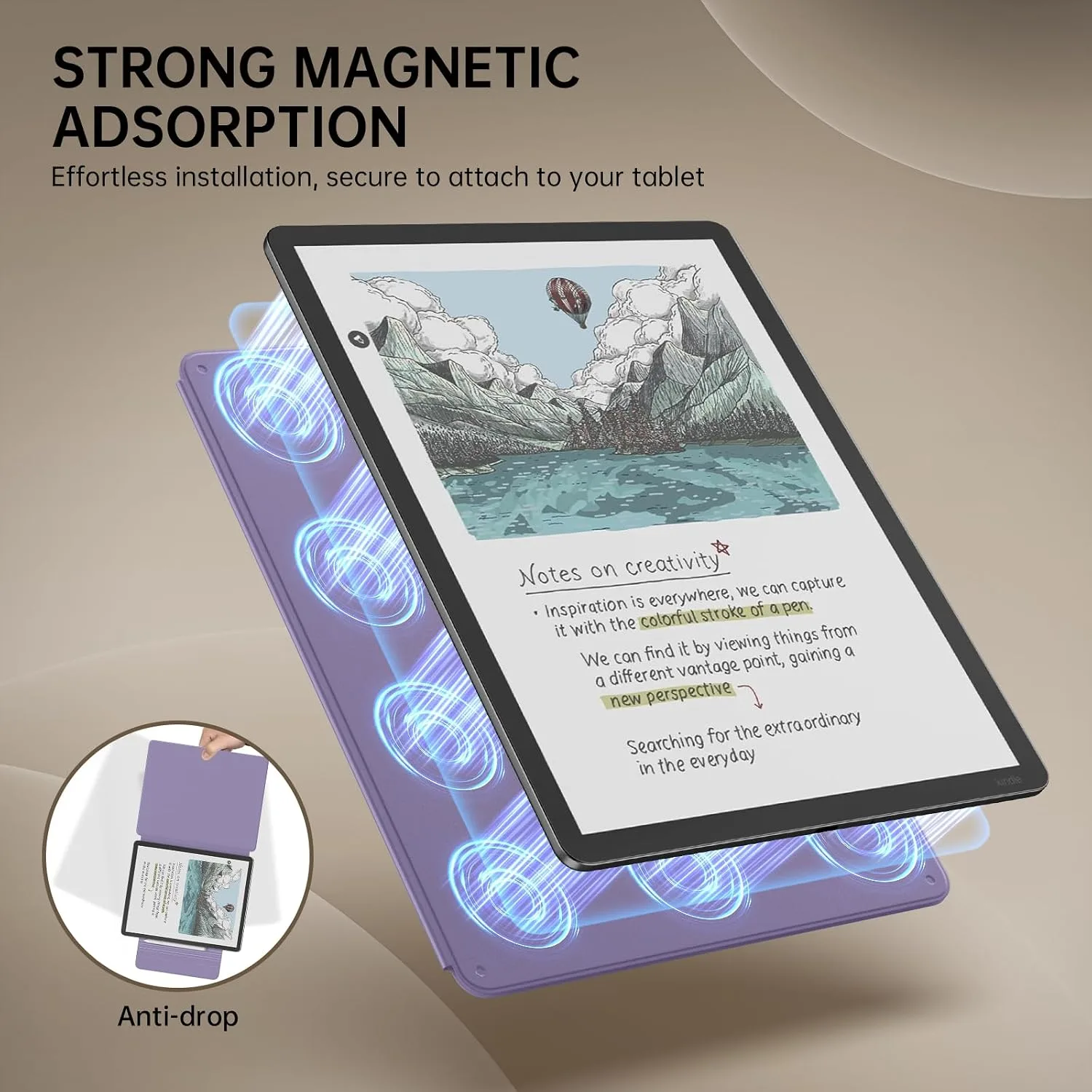 MoKo Magnetic Case for 11" Kindle Scribe 3rd & Colorsoft 1st, Taro Purple
