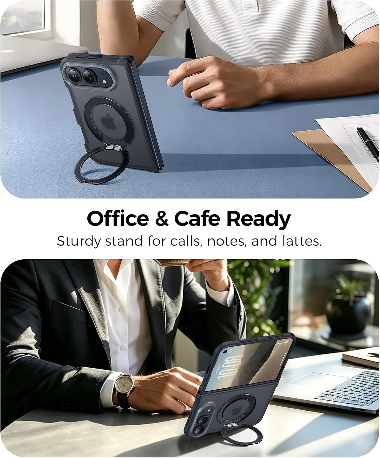 FNTCASE for iPhone Duo Case with 360 Spin Magnetic Stand Black