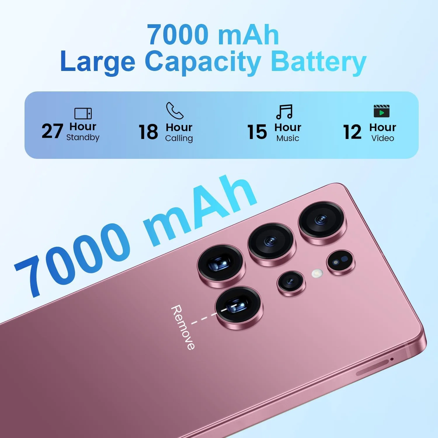 Huness S25 Ultra Unlocked Phone,Built in Pen The Phone,Cell Phone Battery 7000mAh 6.99" HD Screen,Android 14 16+512GB Smartphone,Dual SIM/5G/Face ID/Fingerprint Lock/GPS (Rose Gold, 16+512)
