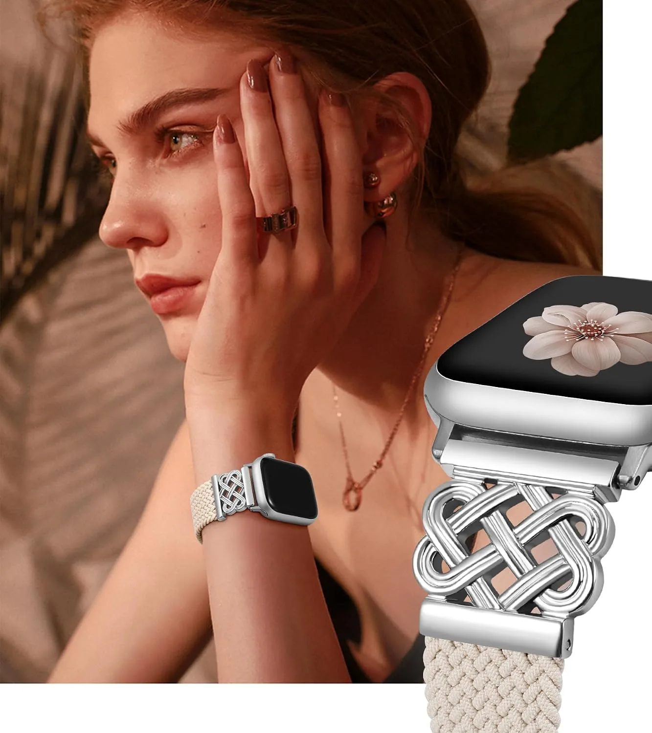 Braided Stretchy Band with Magnetic Clasp for Apple Watch Bands Women Men