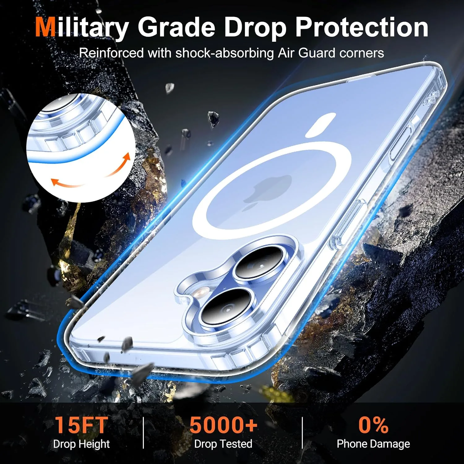 Temdan for iPhone 17 Case with Screen Protector Clear
