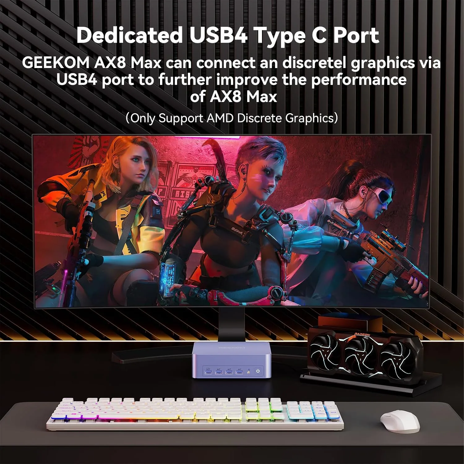 GEEKOM AX8 Max Silent Mini PC, Ryzen 7 8745HS, DDR5 16GB 1TB SSD
