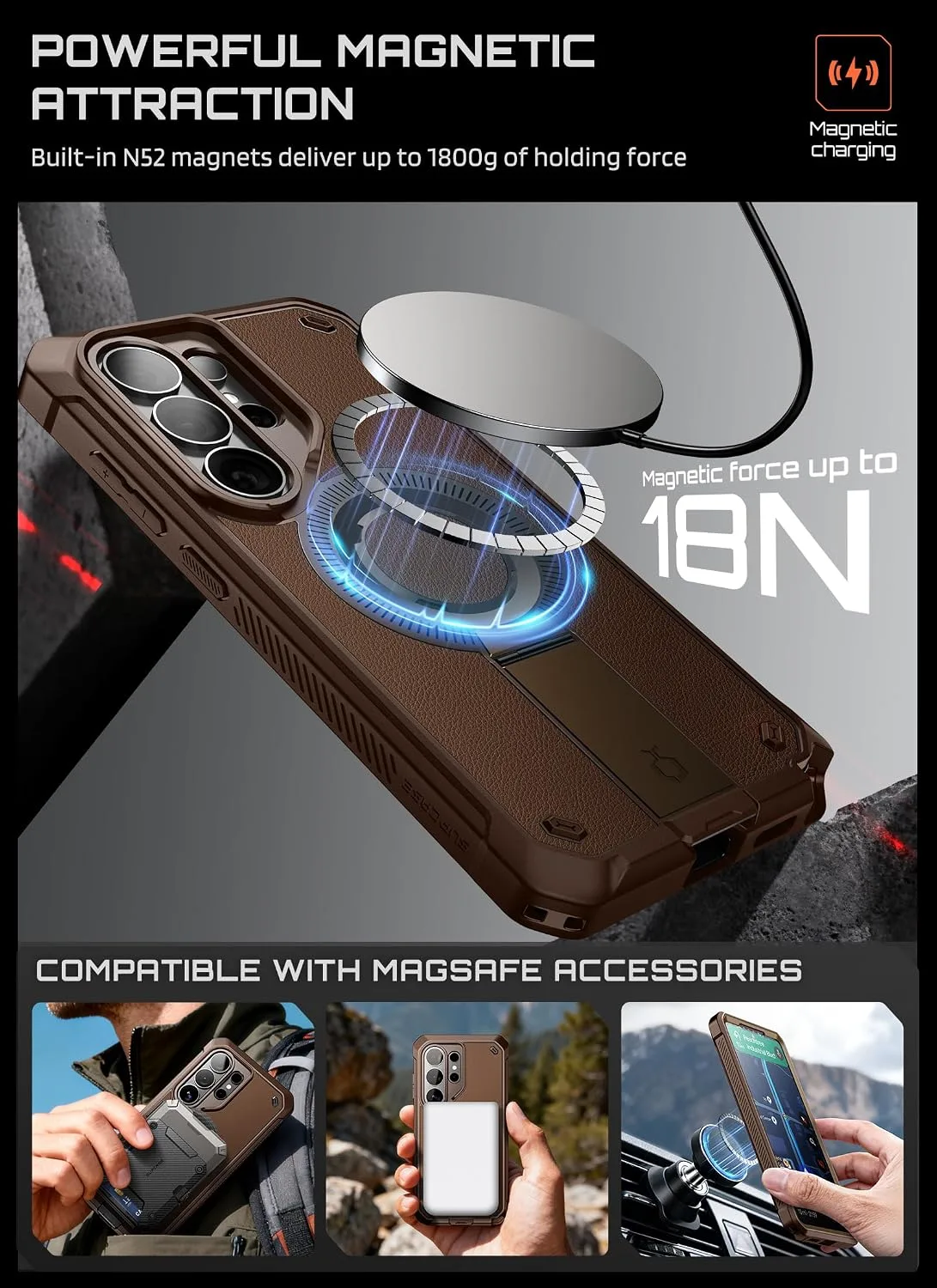 SUPCASE for Samsung Galaxy S26 Ultra Case with Built-in Stand, Brown