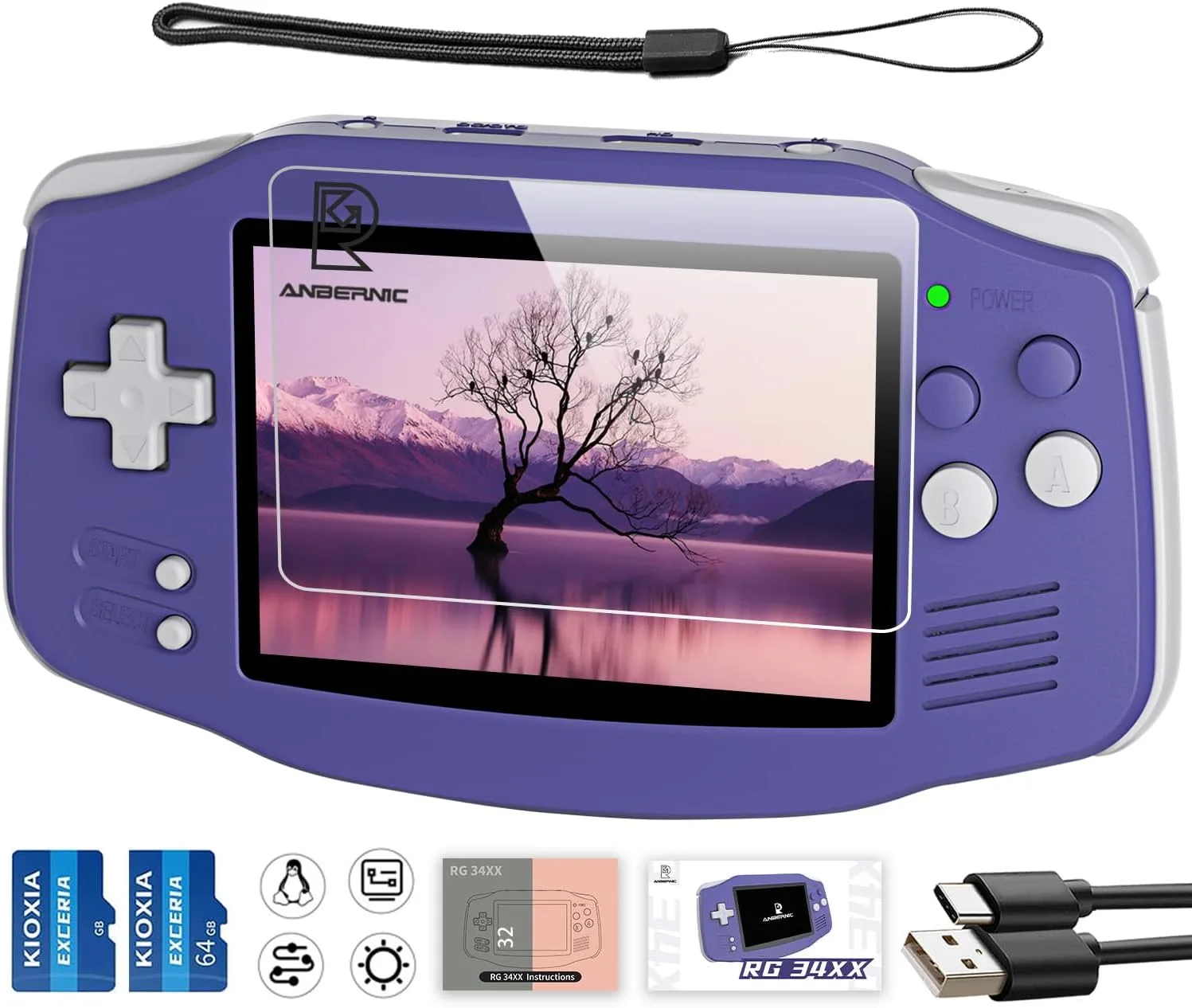 RG34XX Retro Handheld Game Console, RG 34XX 3.4 Inch IPS Screen Retro Gaming Console , 5532 Pre-Installed Games, Linux 64-bit WiFi, HDMI and Output 3500mAh