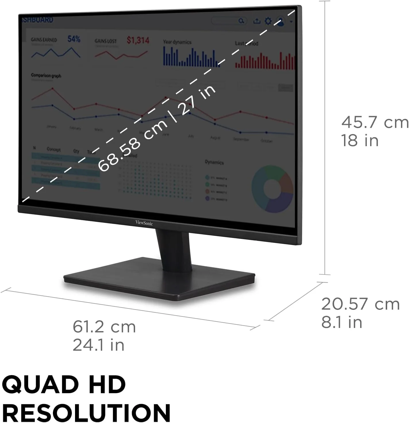 ViewSonic VS2725-2K 27 Inch 1440p Computer Monitor, QHD 100Hz Display