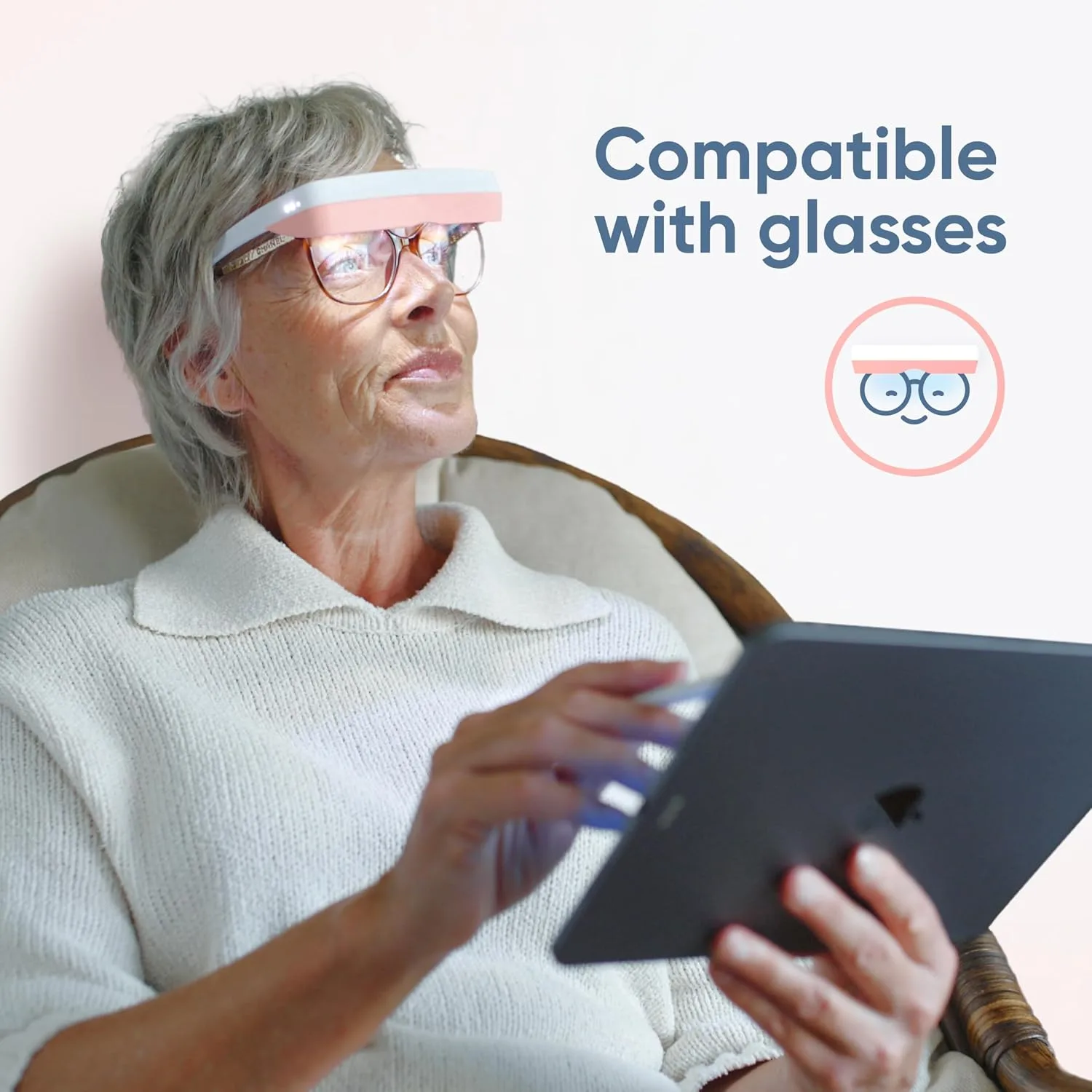 Luminette 3 Light Therapy Glasses - Wearable Light Therapy Lamp - White LED Sun Lamp - Natural Relief for Sleep Problems, Seasonal Mood Disorders & Jet lag - Portable Daylight Lamp (Pink)