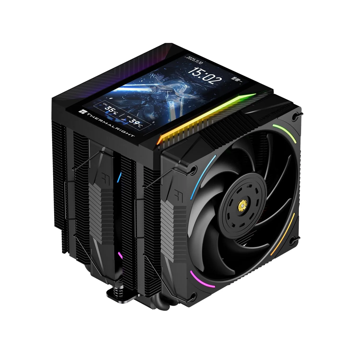 TR Thermalright Peerless Assassin 120 Vision MAX ARGB Black CPU Air Cooler,PC Heatsink Cooler with Dual PWM Fans,PC Display Screen Cooler of 5’’-Magnetic,480x854 Resolving,for LGA1851/1700,AM5