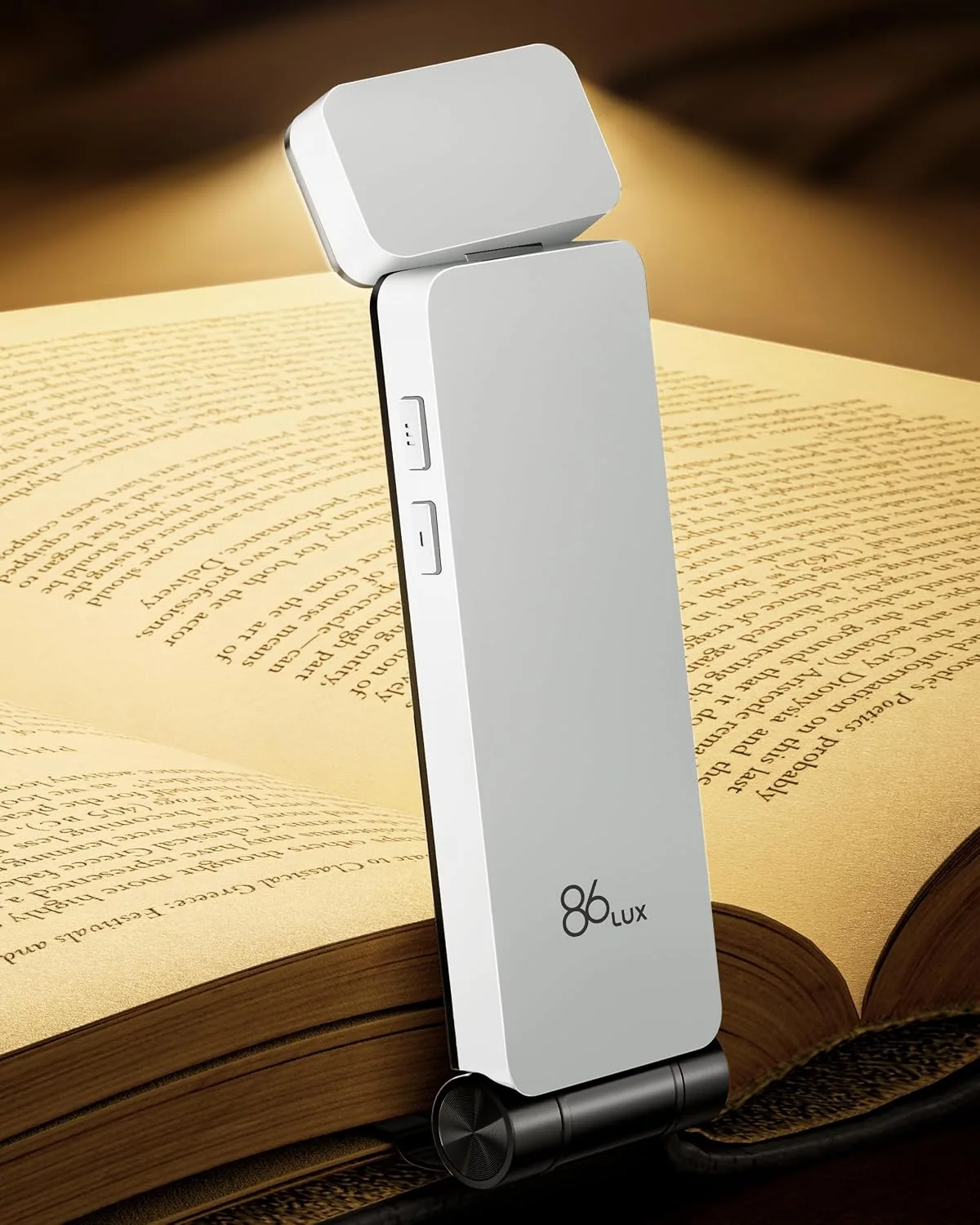 86lux Book Light, Rechargeable Clip-On LED Reading Light for Bed