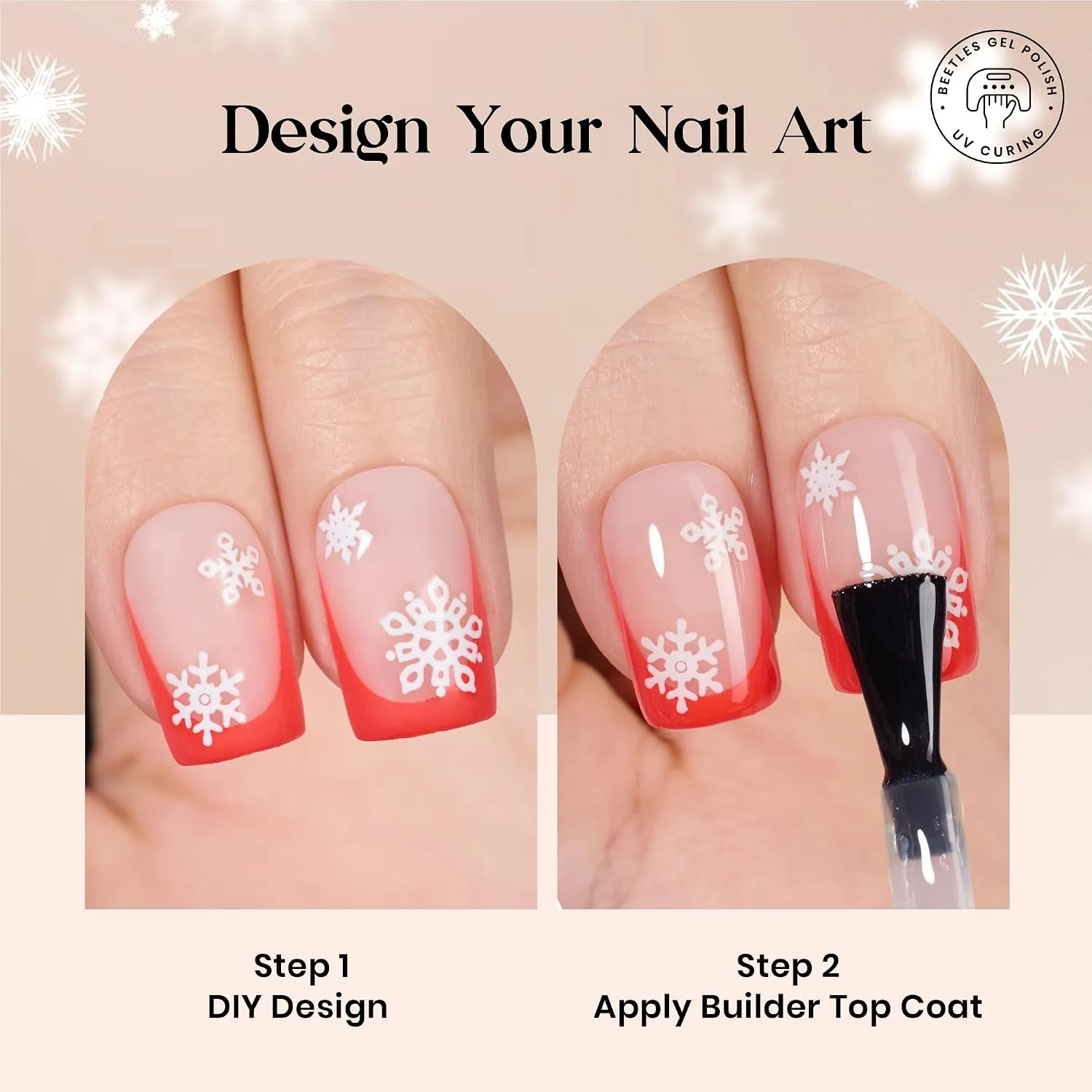 Beetles Red French Tip Nails - 5 Colors Press On Nails Short Square