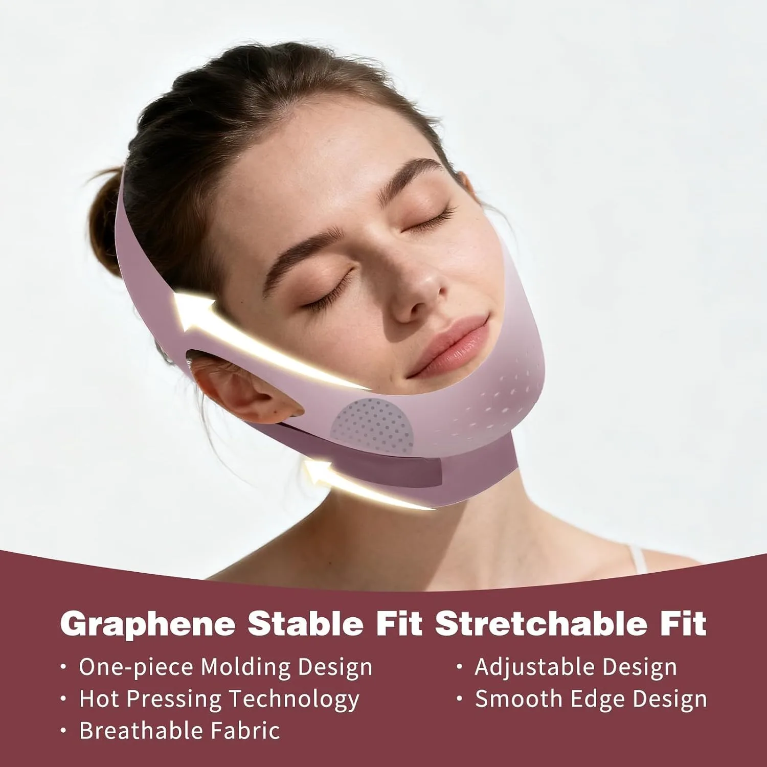 Graphene V-Line Neck Lifting Mask Jaw Support Sleeping Face Tape for Women Breathable Elastic Chin Contour Band Lightweight Soft Stretch Overnight Ergonomic Wearable Contouring Accessory
