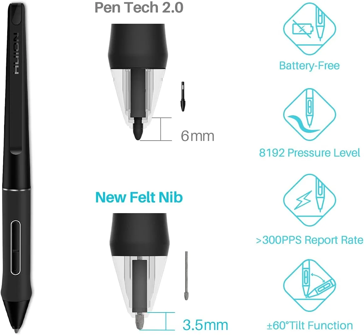 HUION KAMVAS Pro 24 4K UHD Drawing Tablet with Screen 140% sRGB