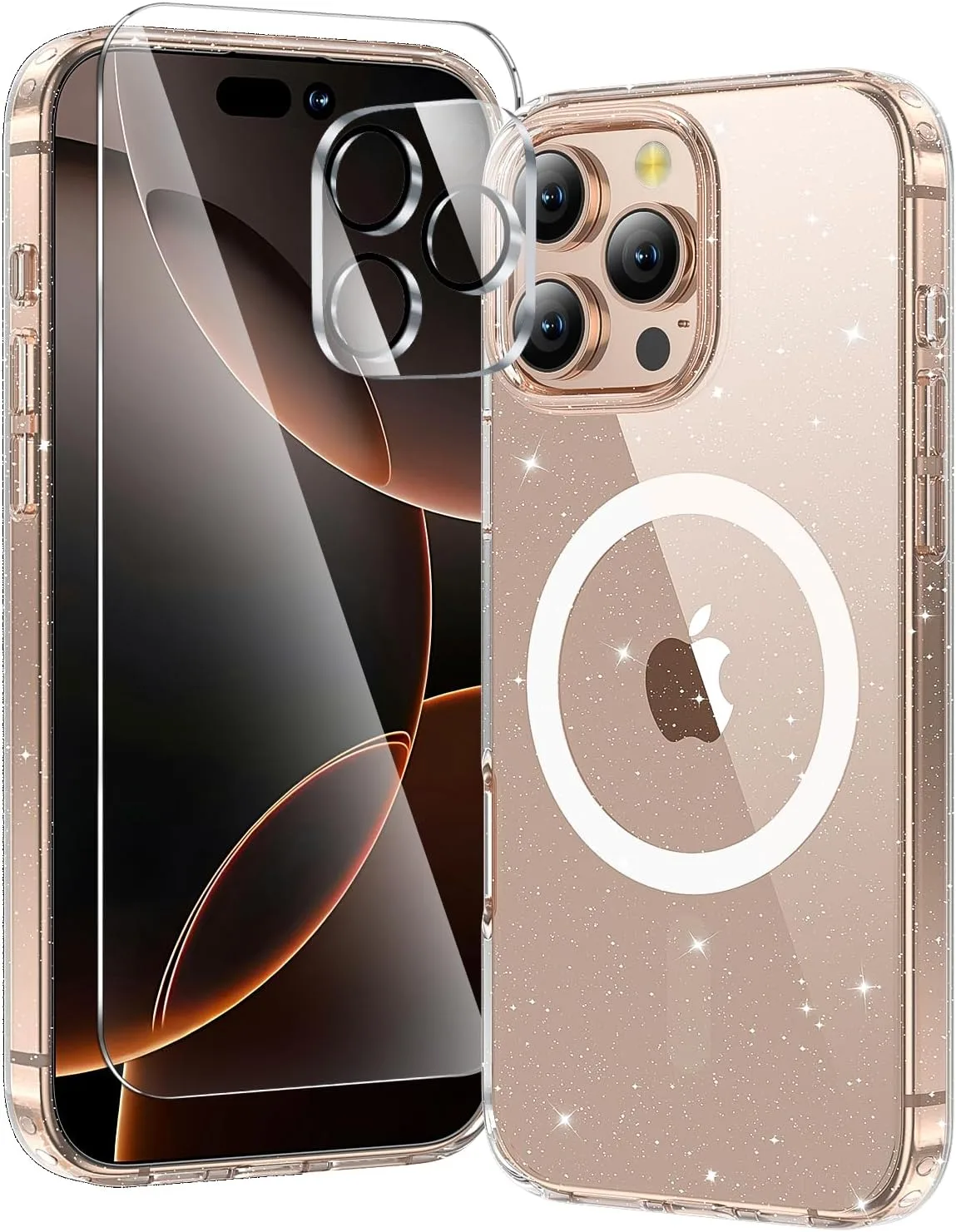 toushion 3 in 1 for iPhone 16 Pro Max Case Clear Glitter
