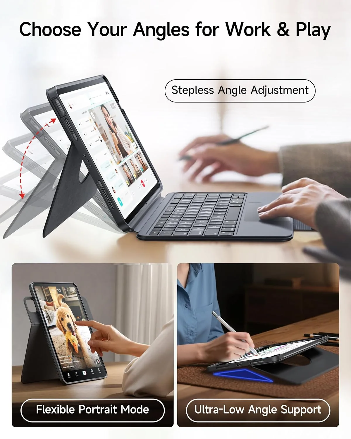 HOU Keyboard Case for iPad Air 11",Air 5/4 gen & iPad Pro 11" 1/2/3/4 gen