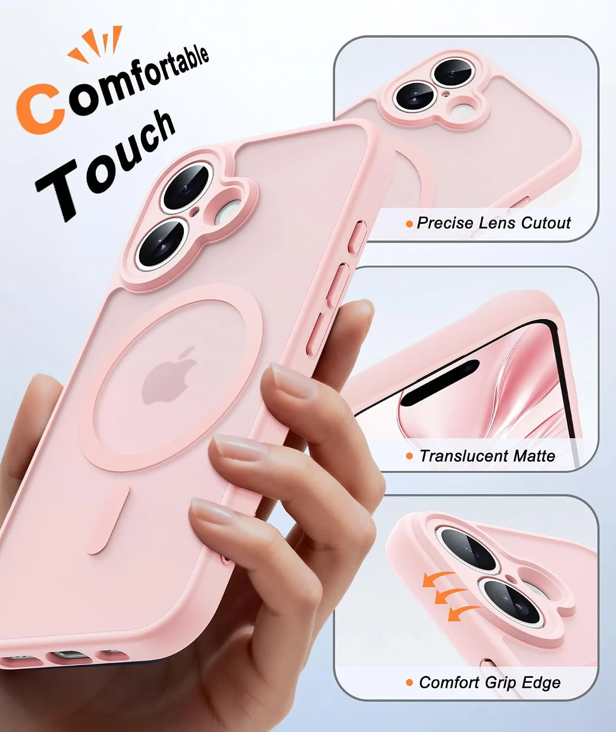 FNTCASE for iPhone 16 Plus Case Fit for MagSafe Light Pink