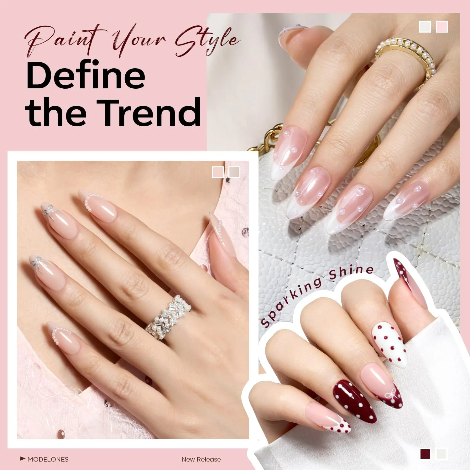 modelones Gel Nail Polish Set Jelly Nude 6Colors Pink White Milky White