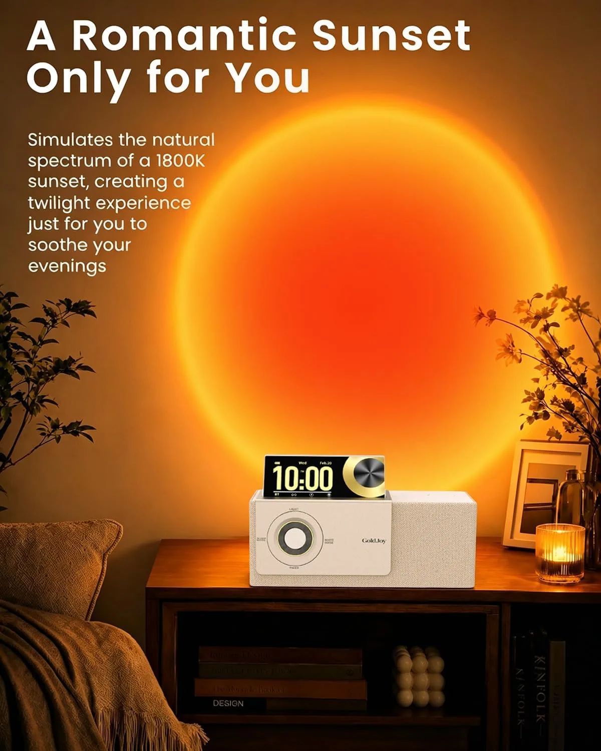 GoldJoy Bluetooth Speaker Wireless, Charging Station for Home Sleep Gift
