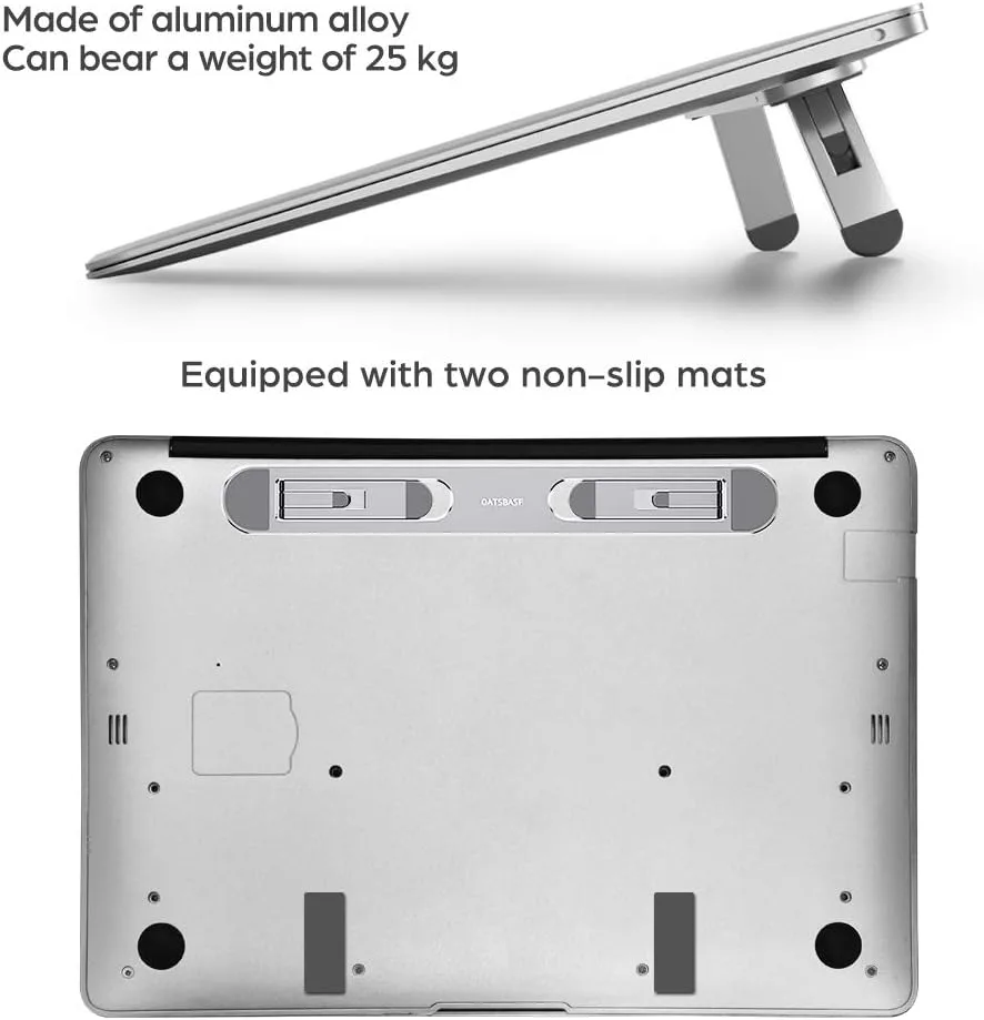 Aluminum Adhesive Laptop Cooling Riser, Foldable for Travel Office