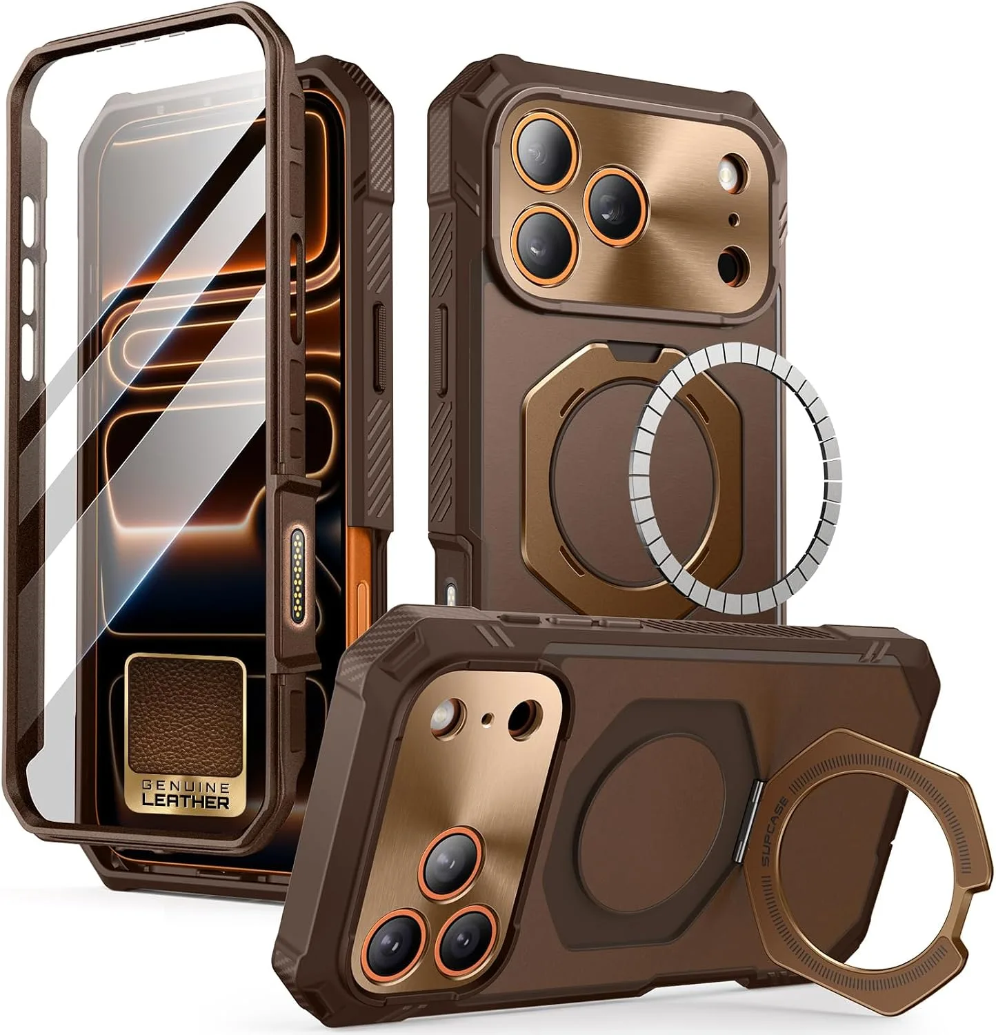 SUPCASE for iPhone 18 Pro Max Case/17 Pro Max Case, Glass Protector, Brown