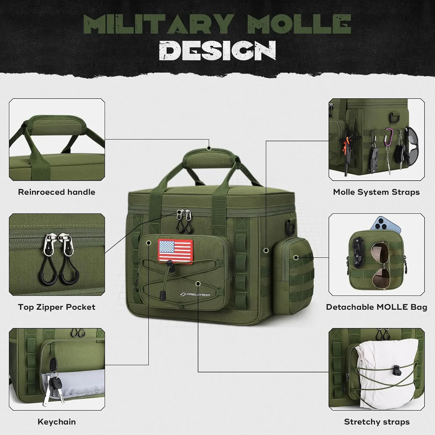 Maelstrom Tactical Lunch Box for Men, Cooler Bag with Detachable MOLLE Bag