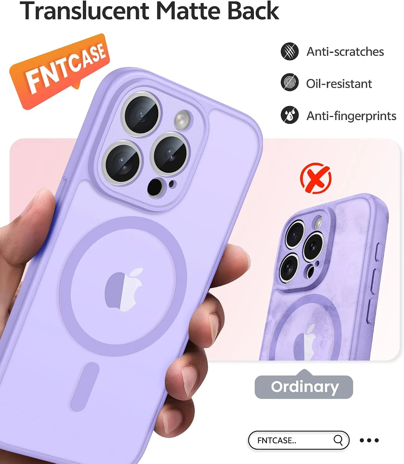 FNTCASE for iPhone 13 Pro Max Case, Fit for Magsafe, Light Purple