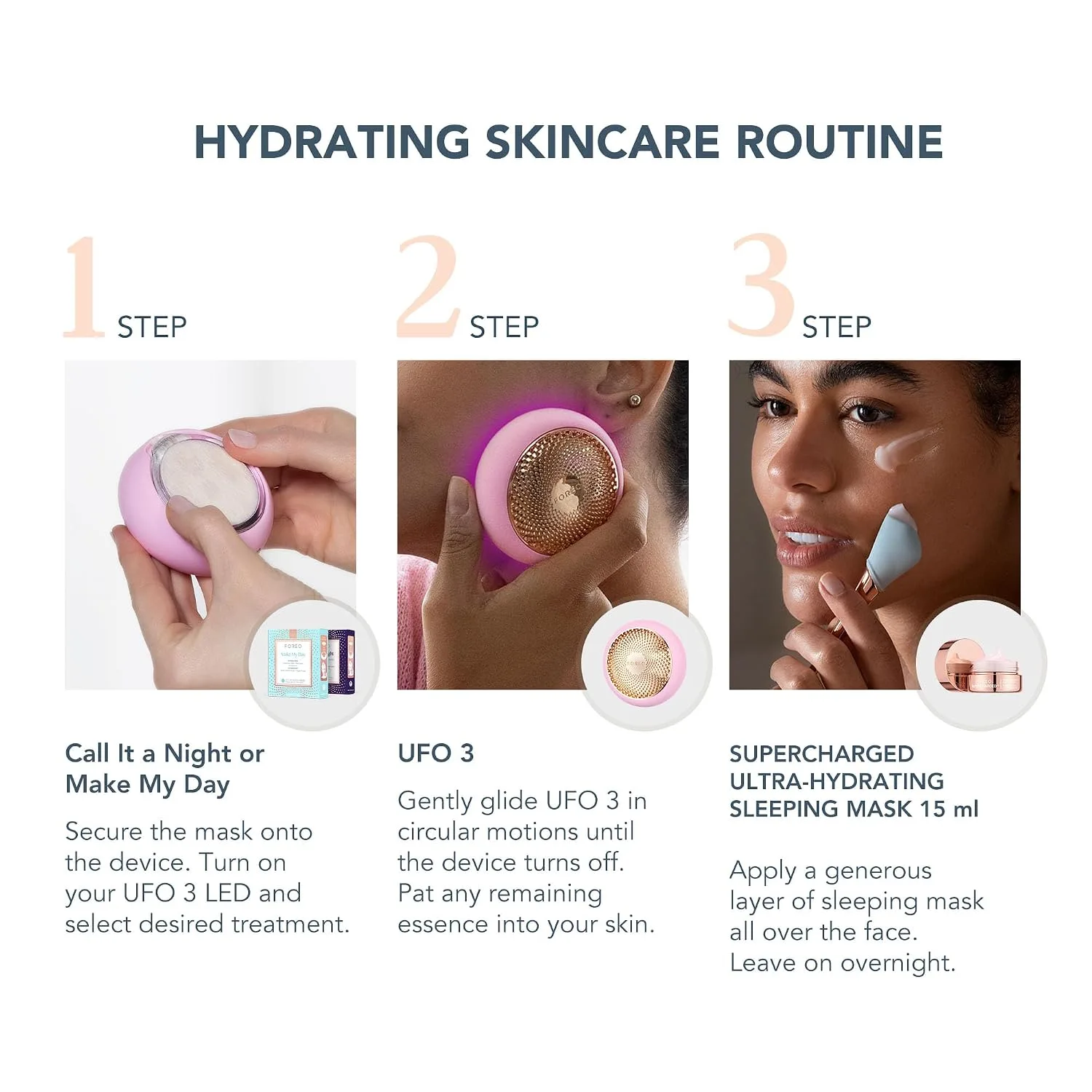 FOREO UFO 3 Face Moisturiser + 14 UFO Masks + Hydrating Night Mask