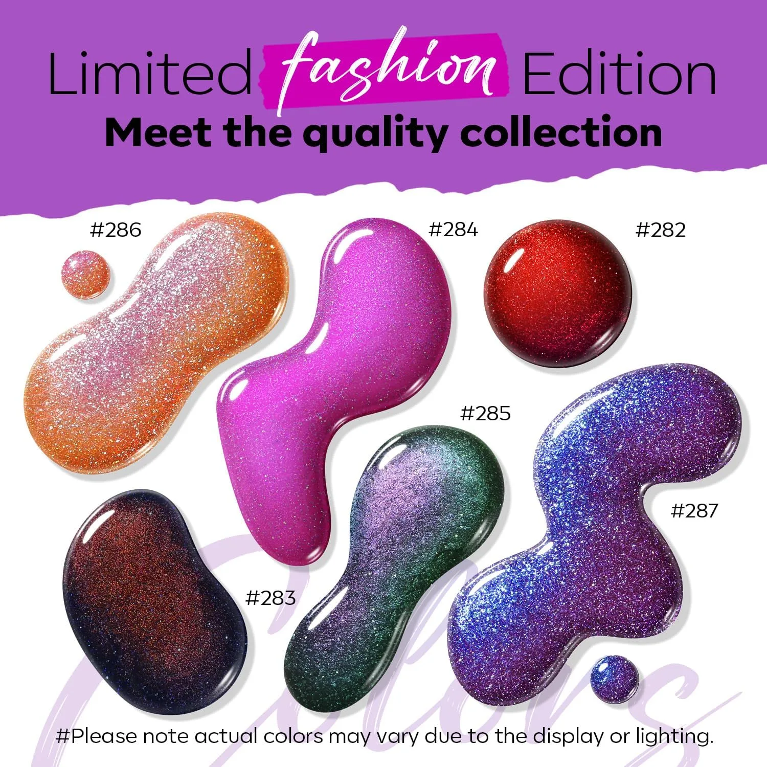 modelones Fall Nail Polish, 6 Colors Red Purple Glitter Nail Polish Set