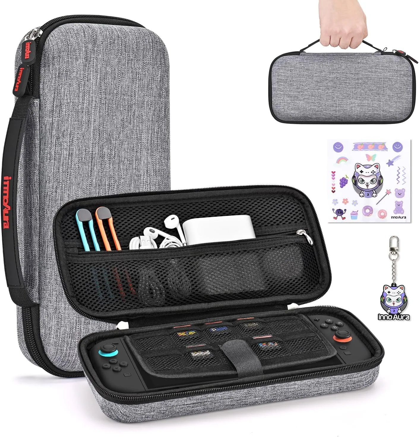 Estuche para Nintendo Switch 2 Innoaura Gris con 9 ranuras para juegos