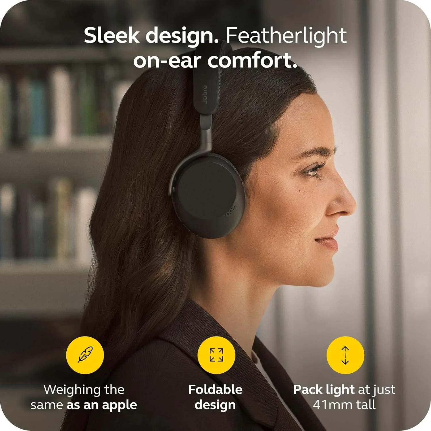 Jabra Evolve3 75 On-Ear Wireless Bluetooth Headset with Microphone, Black