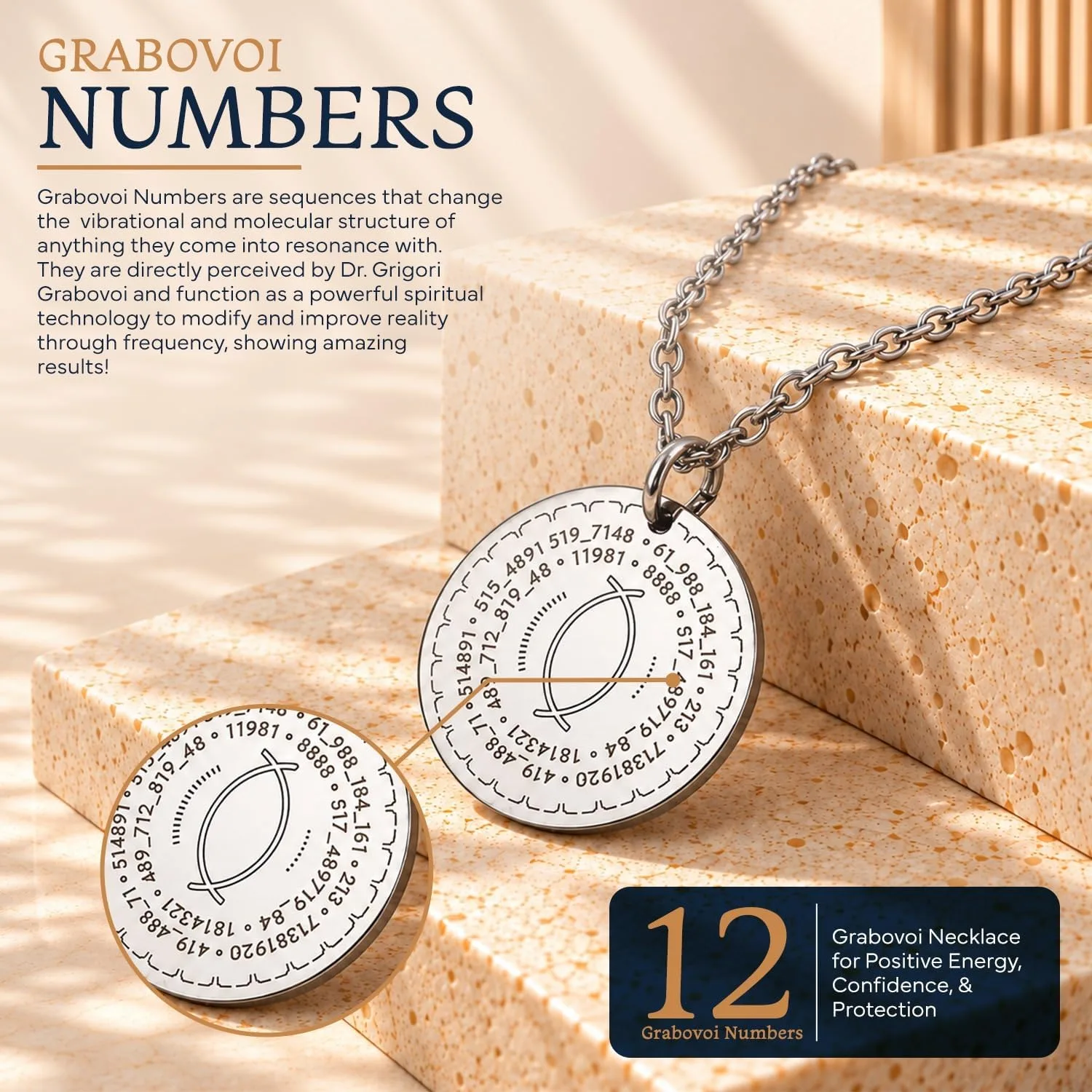 SANA Numerana Grabovoi Necklace with Sacred Geometry for Men & Women