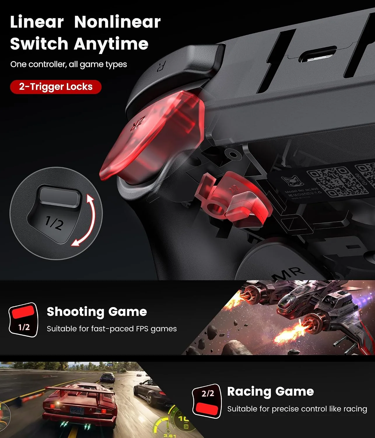 Svetaecho Switch 2 Pro Controller with TMR Joysticks, Wireless Controller for Switch 2/Switch with Charging Dock, Dual-Mode Hall Triggers, Wake-Up, Turbo & Programmable Back Buttons