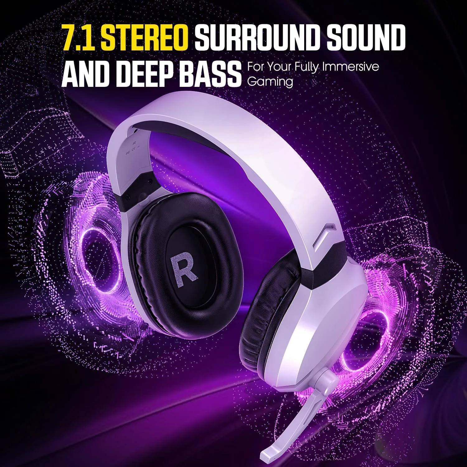 Wireless Gaming Headset with Mic for PS5 PS4 PC, 48Hrs, Wired for GameCube